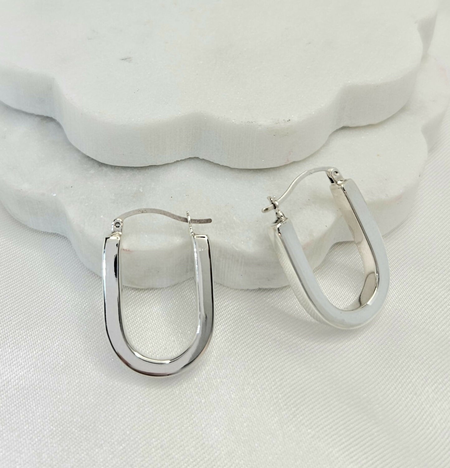 U- Hoops Silver Earrings