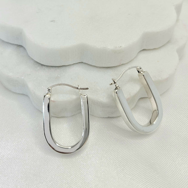 U- Hoops Silver Earrings