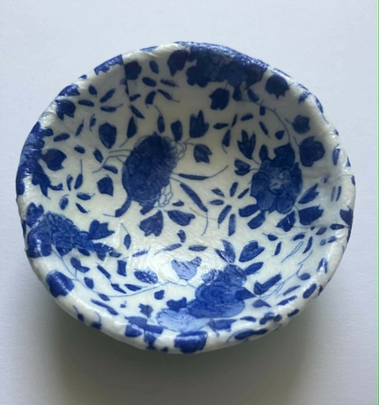 decoupage trinket dish - blue floral
