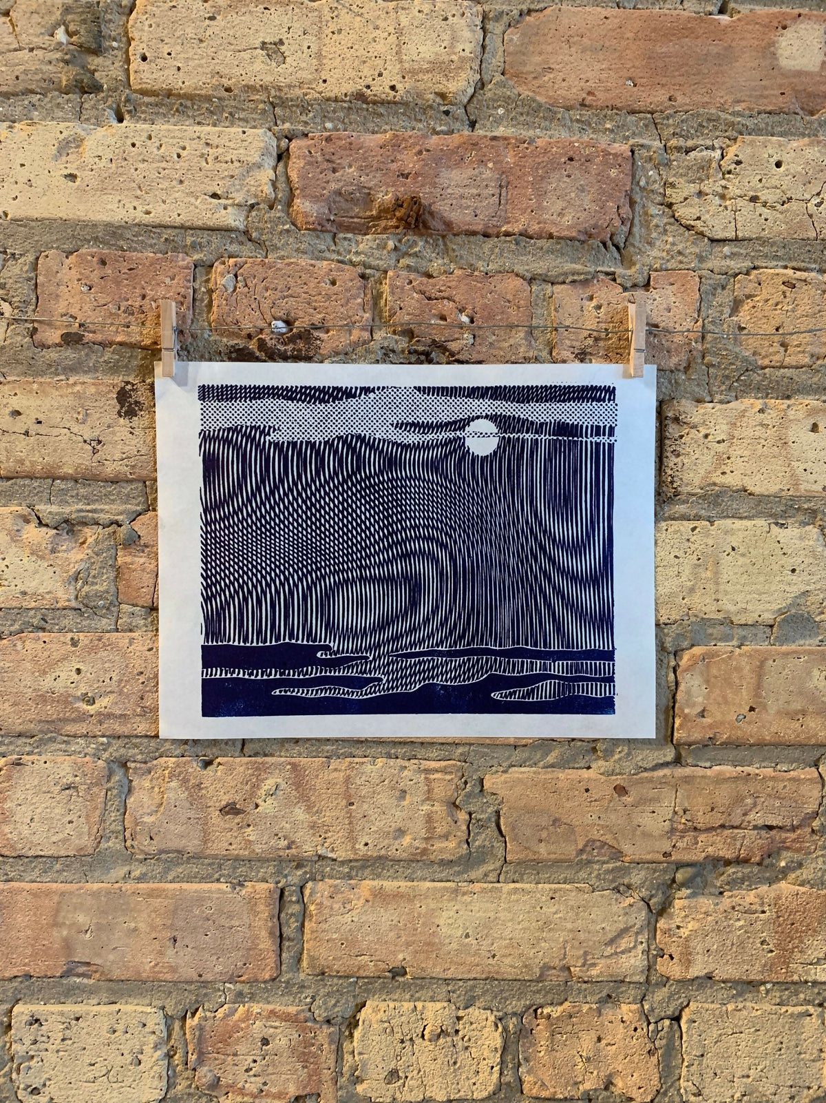 Rowlux Moonscape / Moire 12 | Seascape | Linocut Print | Wall Art