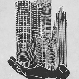 River North + Magnificent Mile / Chicago | Handscape | | Linocut Print | Wall Art