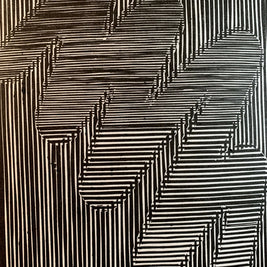 Round Brush / Moire 16 | Optical Illusion | Linocut Print | Wall Art