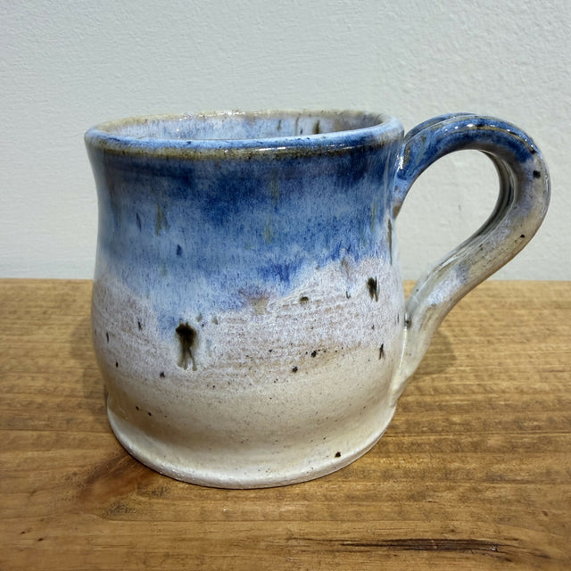 Blue speckled coffee mug