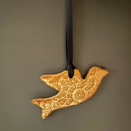 peace dove ornament - blue ribbon