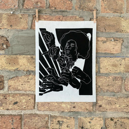 Alice Coltrane, Turiyasangitananda | Jazz Harpist | Linocut Print | Wall Art