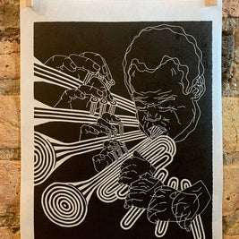 Miles Davis, 1969 | Jazz Trumpet | Linocut Print | Wall Art