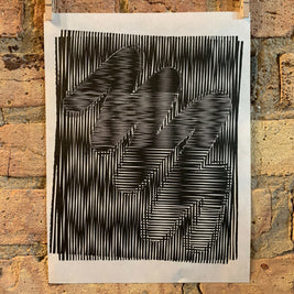 Round Brush / Moire 16 | Optical Illusion | Linocut Print | Wall Art
