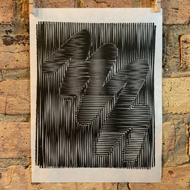 Round Brush / Moire 16 | Optical Illusion | Linocut Print | Wall Art