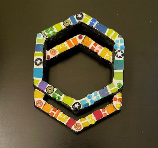 Mosaic Ornament: Hexigons with glass