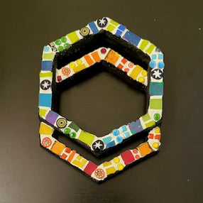Mosaic Ornament: Hexigons with glass