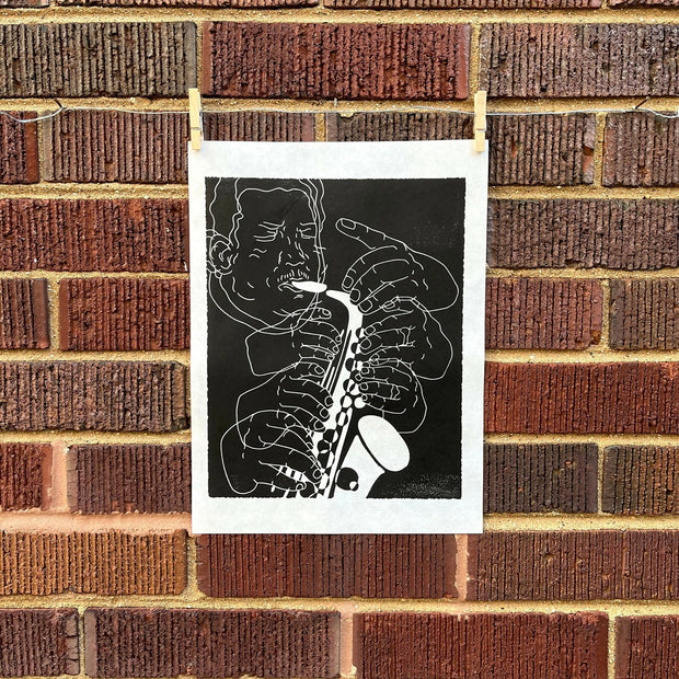 Cannonball Adderley | Jazz Sax Saxophone | Linocut Print | Wall Art