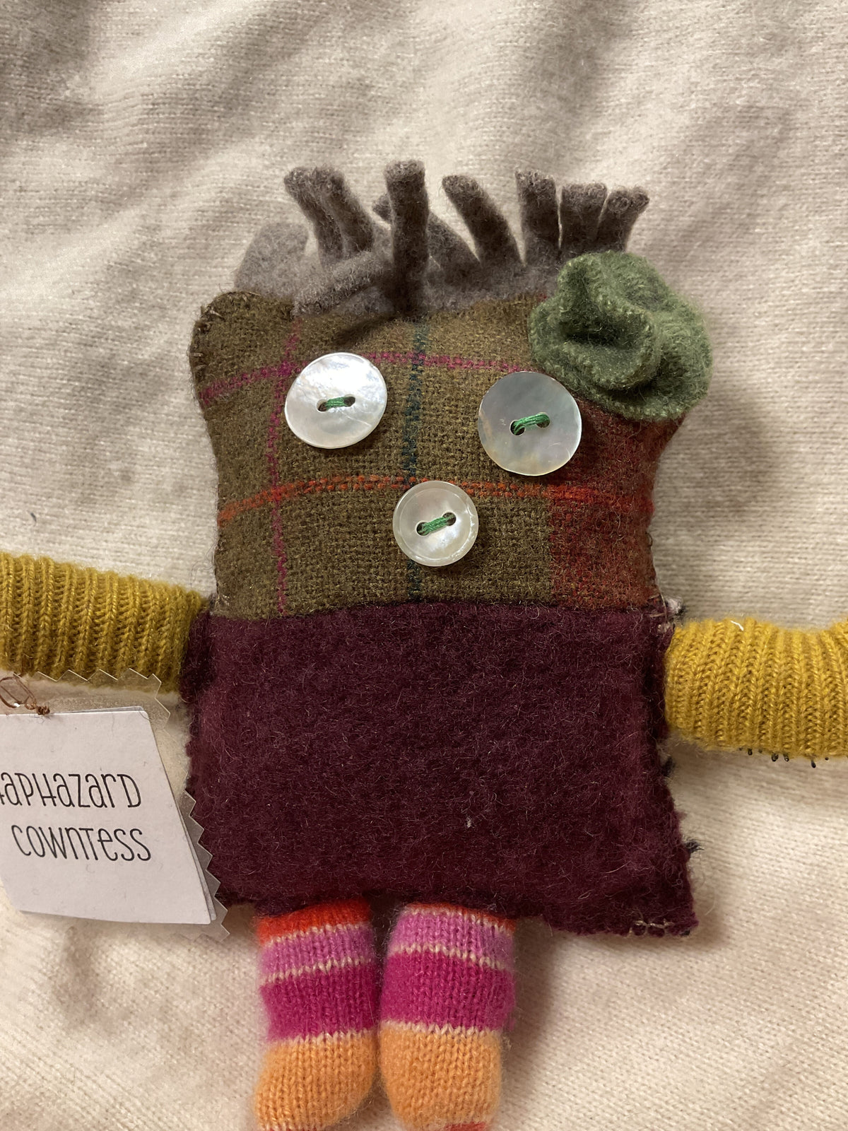 Haphazard Felted Wool Stuffed Monster
