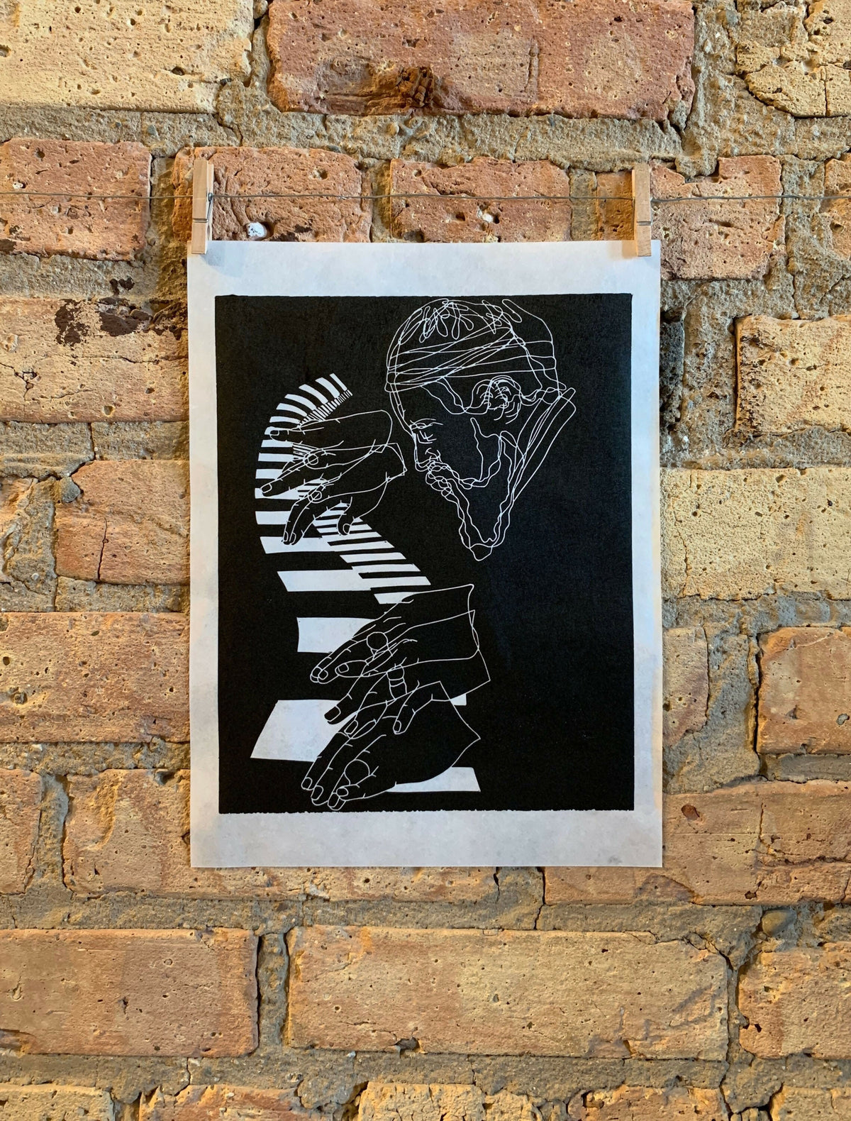 Thelonius Monk, 1965 | Jazz Pianist | Linocut Print | Wall Art