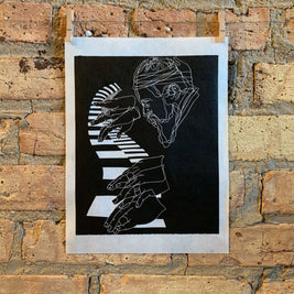 Thelonius Monk, 1965 | Jazz Pianist | Linocut Print | Wall Art