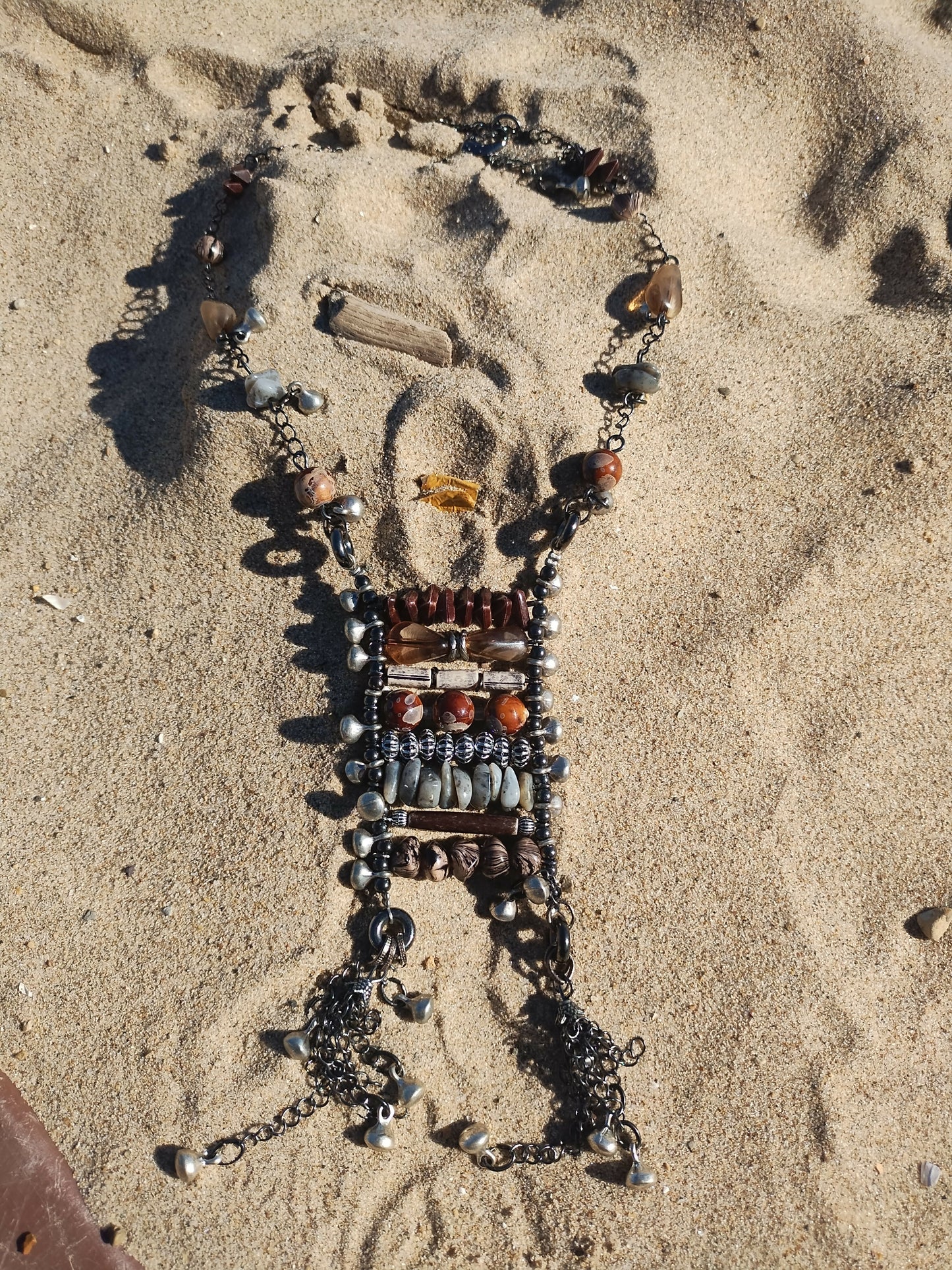 Beaded and banded necklace