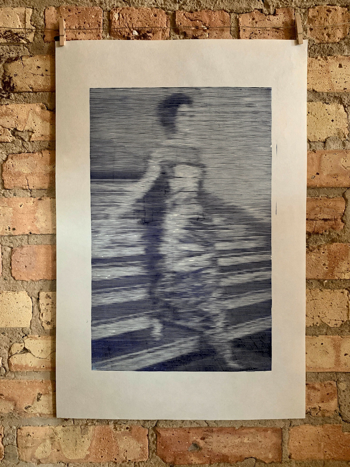Woman Descending the Staircase / Gerhard Richter Inspired / Moire Test 04 | Linocut Print | Wall Art