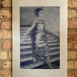 Woman Descending the Staircase / Gerhard Richter Inspired / Moire Test 04 | Linocut Print | Wall Art