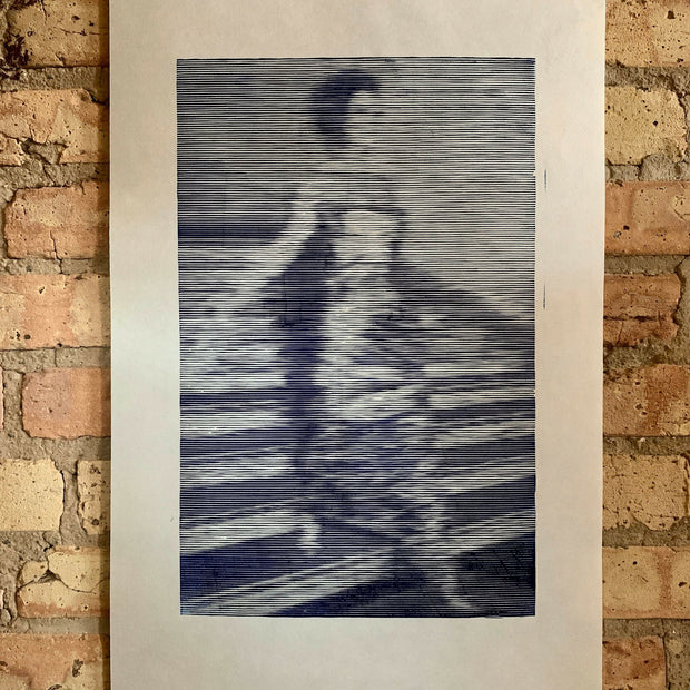 Woman Descending the Staircase / Gerhard Richter Inspired / Moire Test 04 | Linocut Print | Wall Art