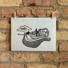 Lake Shore Drive 01 | Chicago Skyline | Linocut Print | Wall Art