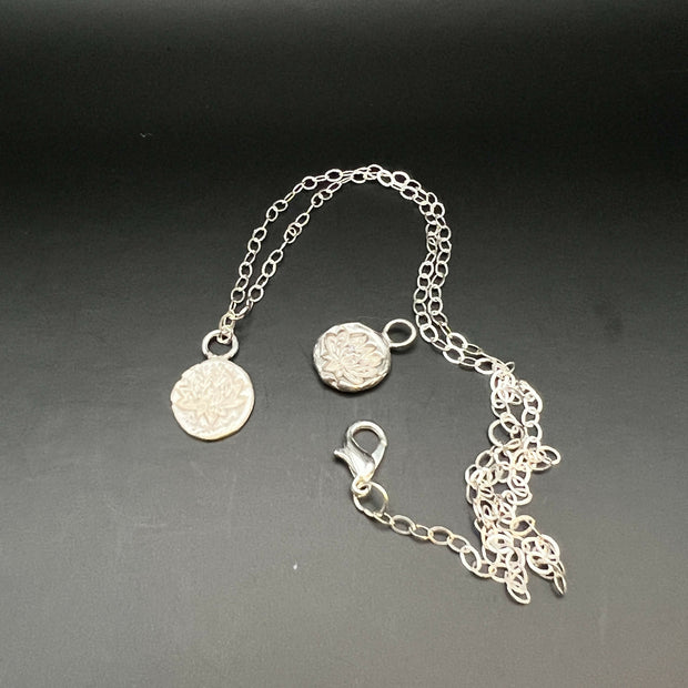 Fine Silver Lotus Flower charm necklace