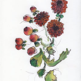 Red Flower Bouquet, 7 x 10 unframed