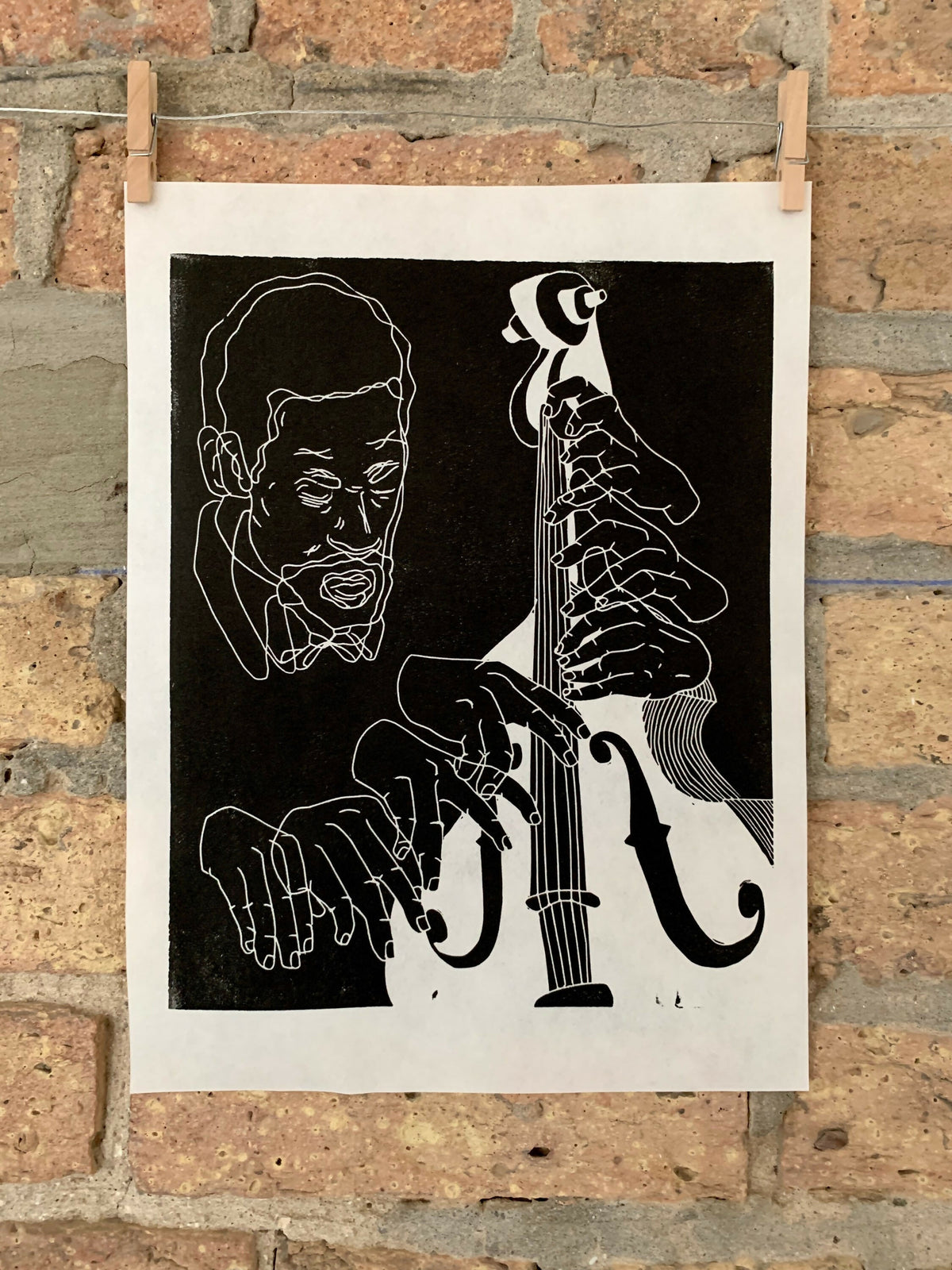 Ron Carter, 1964 | Jazz | Double Bassist | Linocut Print | Wall Art