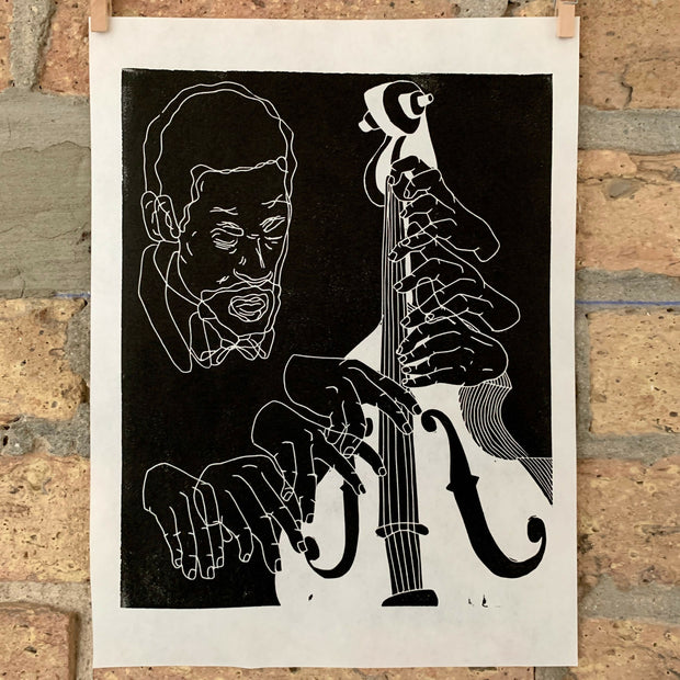 Ron Carter, 1964 | Jazz | Double Bassist | Linocut Print | Wall Art