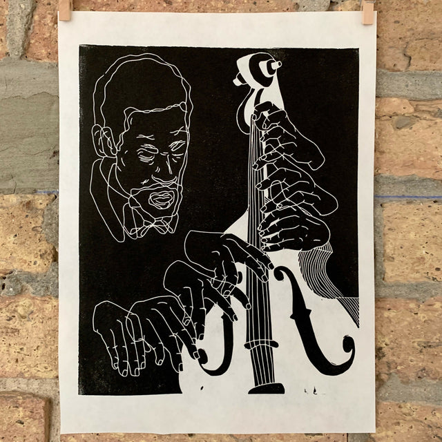 Ron Carter, 1964 | Jazz | Double Bassist | Linocut Print | Wall Art