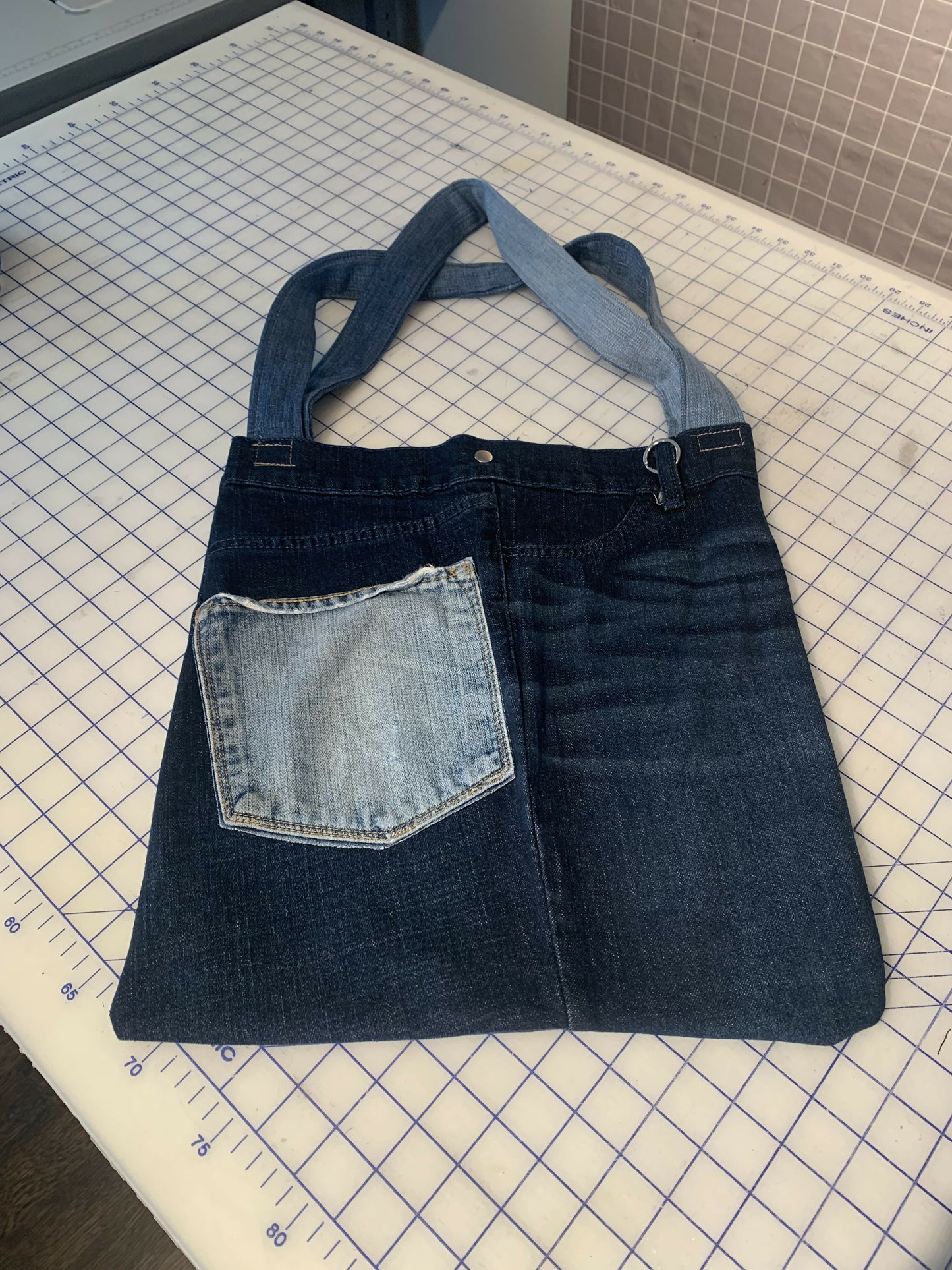 Denim market tote bag