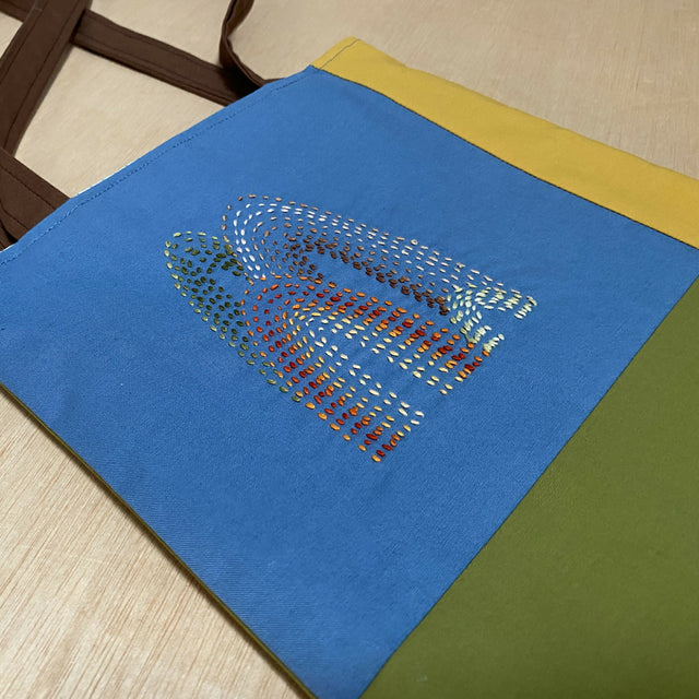 Magazine Tote with Hand-embroidered Arches