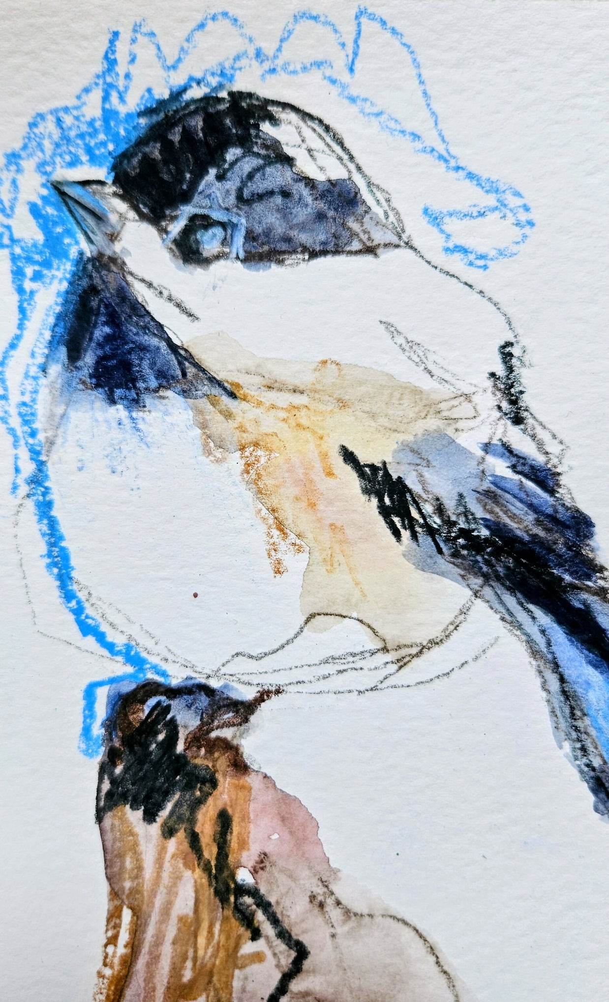 Wisp, 5 x 7 Mixed Media Watercolor on Paper Framed