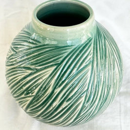 Carved Moon Jar Bud Vase