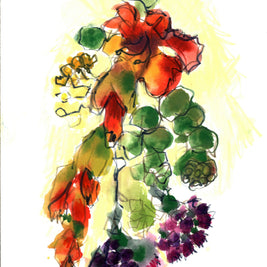 Colorful Flower Bunch, 9 x 12 Mixed Media Unframed