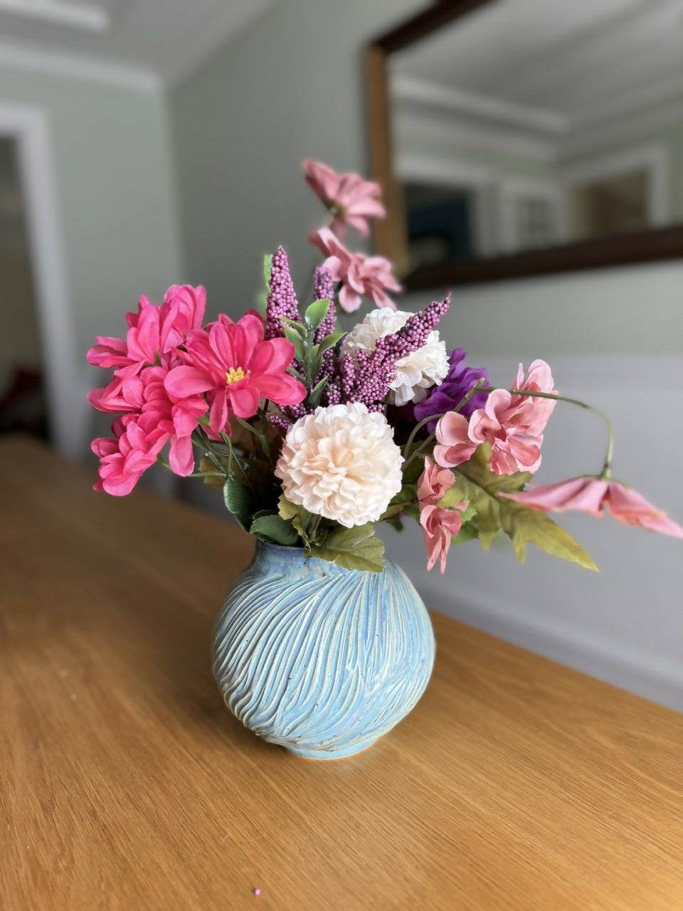 Carved Ceramic Moon Jar Vase