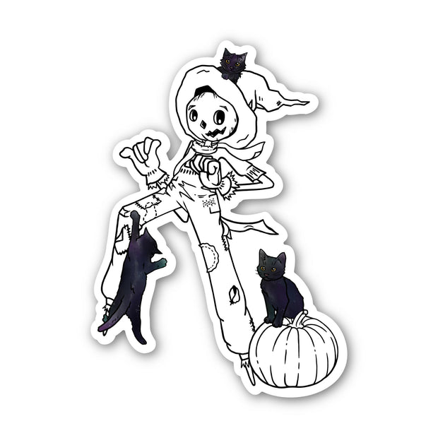 3” Art Sticker, Scarecrow with Galaxy Cats
