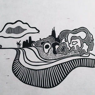 Lake Shore Drive 01 | Chicago Skyline | Linocut Print | Wall Art