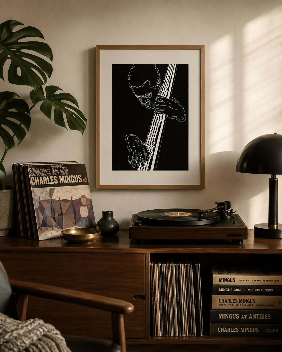 Charles Mingus, 1964 | Jazz | Double Bassist | Linocut Print | Wall Art