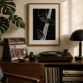 Charles Mingus, 1964 | Jazz | Double Bassist | Linocut Print | Wall Art