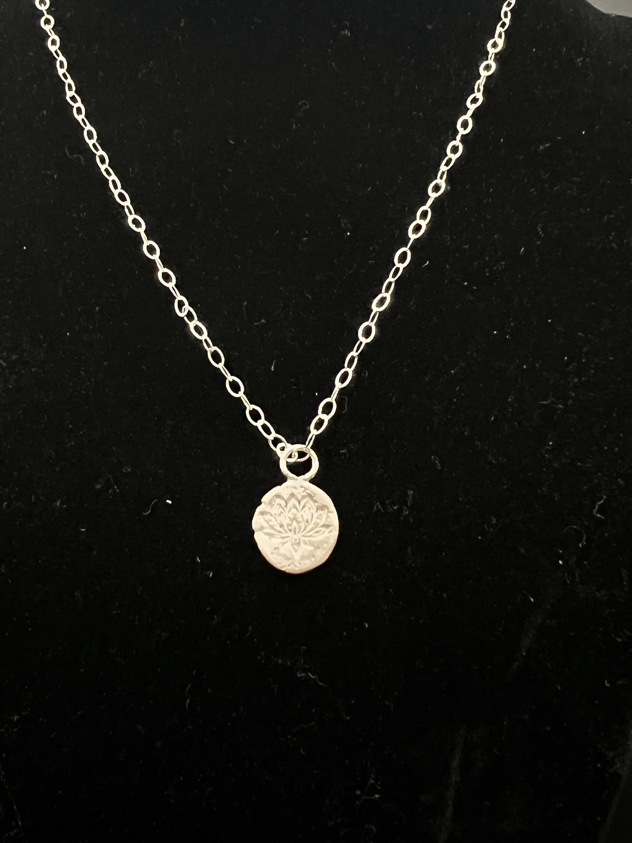 Fine Silver Lotus Flower charm necklace
