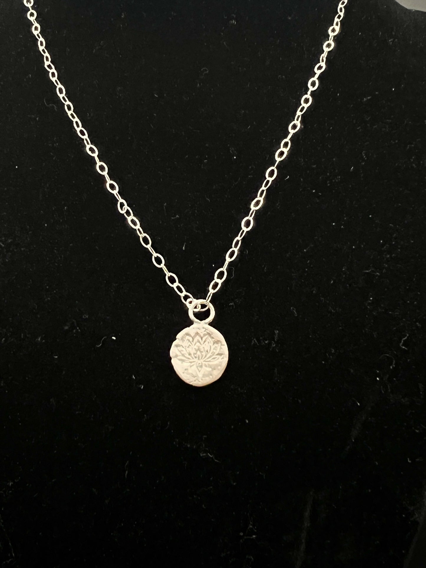 Fine Silver Lotus Flower charm necklace