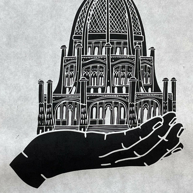 Bahai House of Worship Hand | Wilmette | Chicago | Handscape | Linocut Print | Wall Art