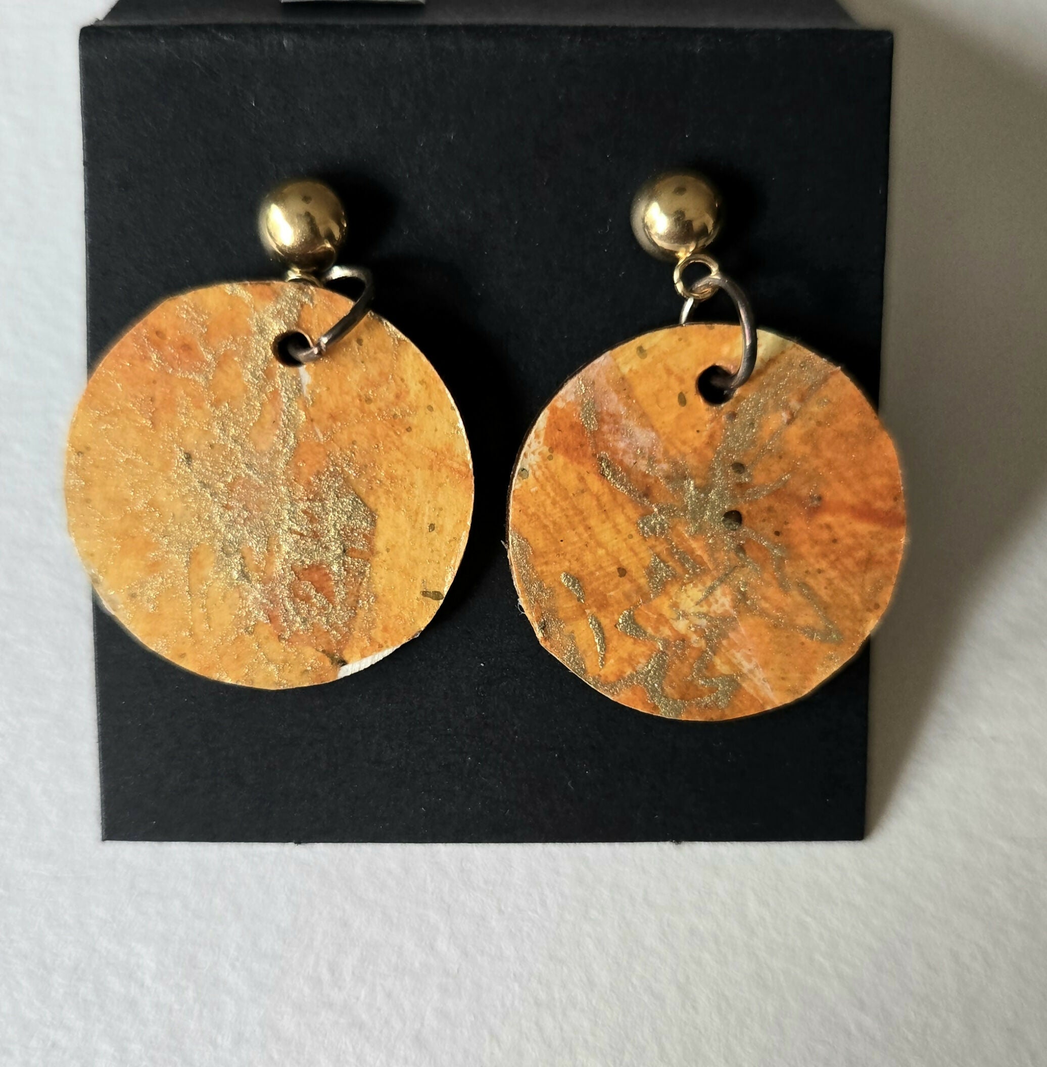 Small handpainted disk earrings