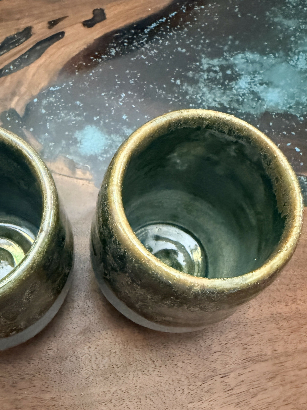 Blue and Metallic wine cup 6oz