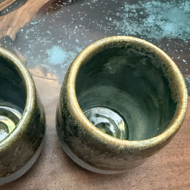 Blue and Metallic wine cup 6oz