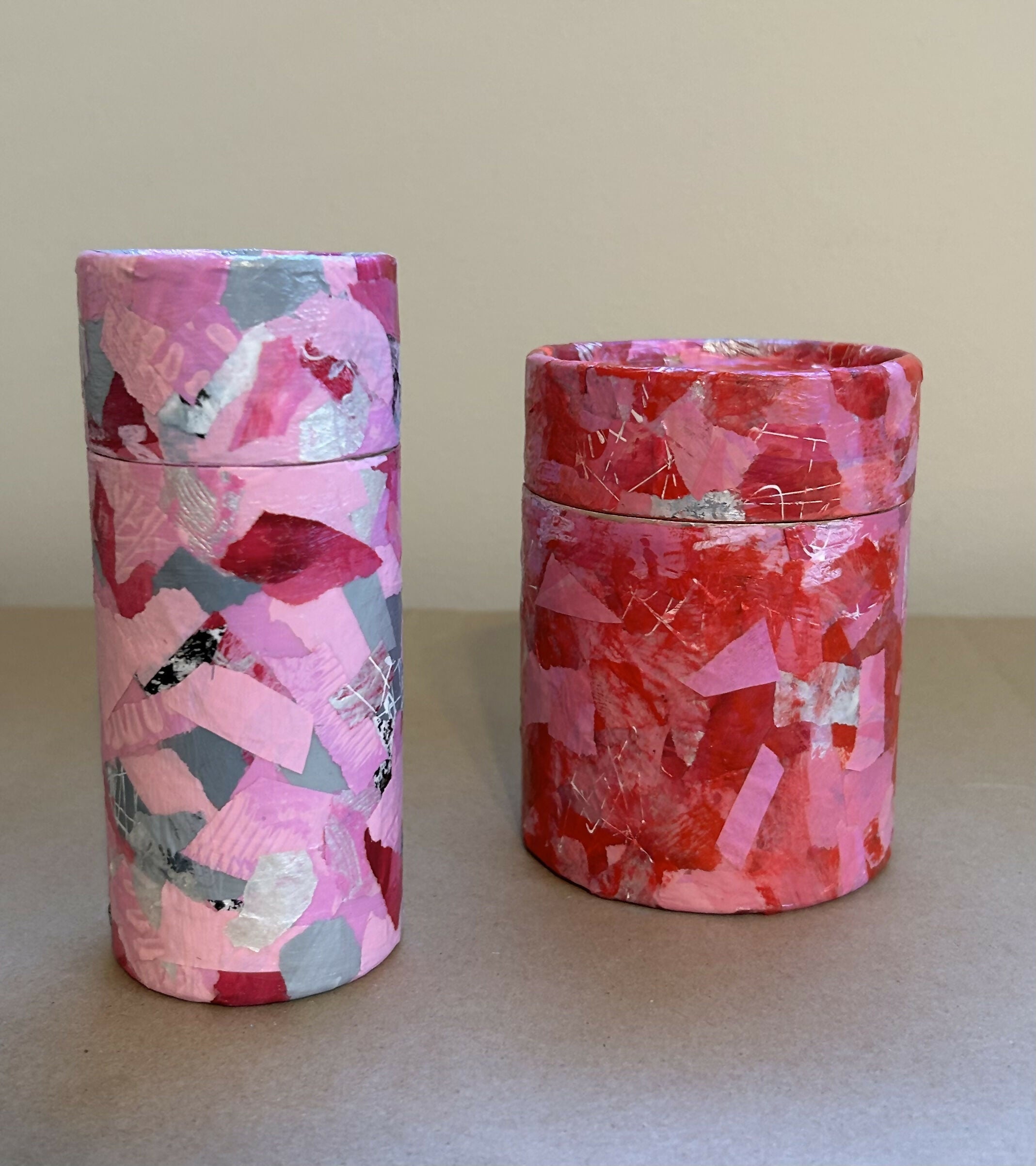 Mixed Media Art Canister- Tall