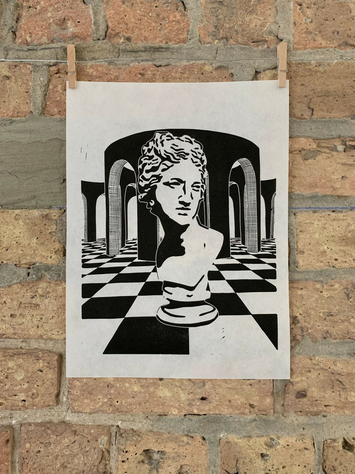 Arches 02 | de Chirico, Venus de Medici, Surrealism | Linocut Print | Wall Art