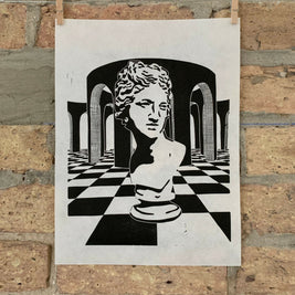 Arches 02 | de Chirico, Venus de Medici, Surrealism | Linocut Print | Wall Art