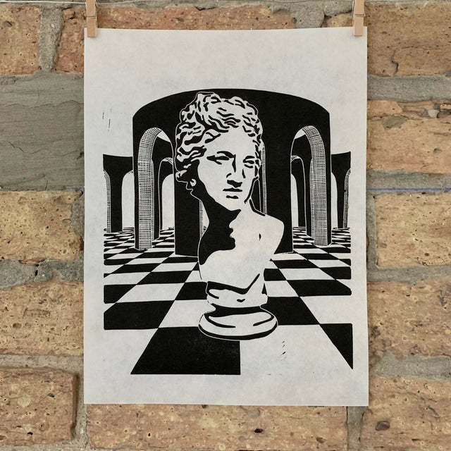 Arches 02 | de Chirico, Venus de Medici, Surrealism | Linocut Print | Wall Art