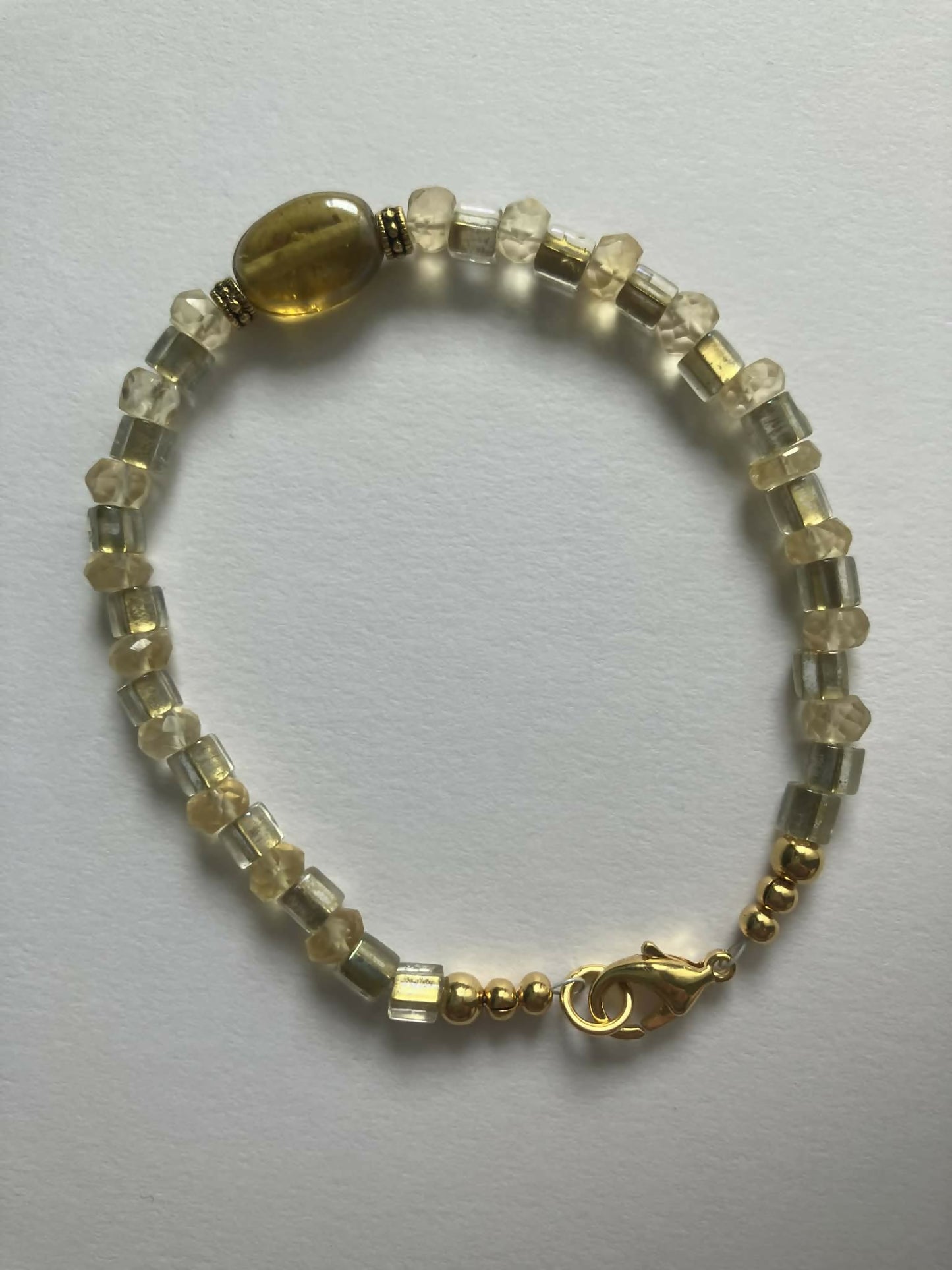 gemstone bracelet - citrine, vintage glass