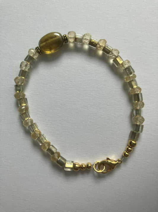 gemstone bracelet - citrine, vintage glass